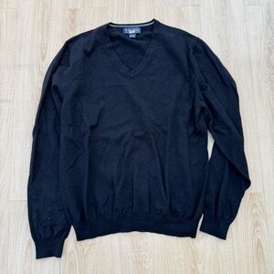 Brooks Brothers Men's Black V-Neck Sweater L